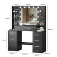 thumbnail image 4 of Yamissi Makeup Vanity Desk with Lighted Mirror, Modern Black Vanity Dressing Table with Storage Drawers and Shelves, 4 of 8