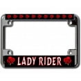 thumbnail image 2 of 212 Main LPO2223 Lady Rider Red Rose Chrome Motorcycle License Plate Frame, Free Screw Caps, 2 of 2