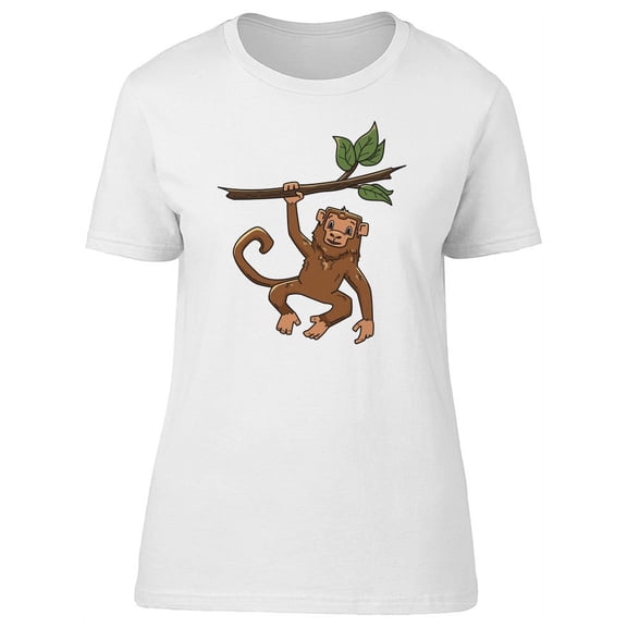 Monkey Hanging On A Tree Branch T-Shirt Women -Image by Shutterstock, Female x-Large