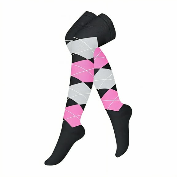 AUQ Compression Socks,Extended Knee-High Design Compression Socks Men,Sports-Level Compression Performance Compression Stockings for Women,Pink,S/M