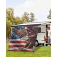 thumbnail image 4 of 4th of July RV Awning Sun Shade Screen 9'X7' Majestic Bald Eagle Mesh Sunscreen Patriotic American Flag Awning Shade Screen with Zipper UV Blocker Completed Kits for RV Motorhome Camper, 4 of 7