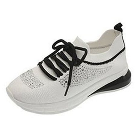 

Women\ s Mesh Walking Shoes Rhinestone Glitter Lace Up Sneakers Summer Supply Breathable