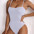 thumbnail image 2 of Womens One-Piece Swimsuits Solid Color Summer Large Beach Bikini Fashion Sexy Swimsuit Swimwears Bathing Suits,White,L, 2 of 9