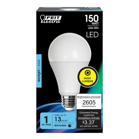 

FEIT Electric Enhance A21 E26 (Medium) LED Bulb Daylight 150 Watt Equivalence 1 pk