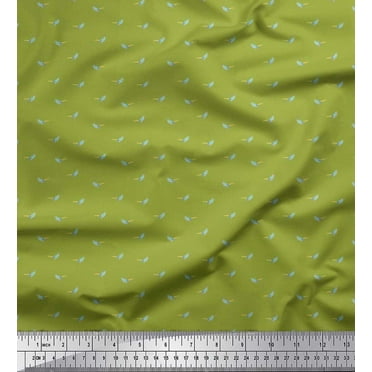 Soimoi Japan Crepe Satin Fabric Bird Shirting Printed Craft Fabric by The Yard 42 Inch Wide
