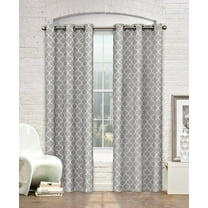 Gray & White Lattice Clover Ultra Luxurious Window Curtains - Gray, 84 in. Long Pair