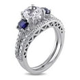 thumbnail image 2 of Created White & Created Blue Sapphire 2 Carat (Ctw) with Diamond 1/3 Carat (Ctw) Engagement Ring and Bridal Wedding Set 10K White Gold, 2 of 7