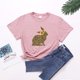 thumbnail image 5 of Camiseta de manga corta de verano de Pascua con cuello redondo suelto informal estampado para mujer Fridja  bn1276, 5 of 5