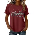 thumbnail image 6 of Frostluinai Christmas Rhinestone Tee Shirts Women Crew Neck Xmas Party Shirt Funny Letter Print Short Sleeve Tshirts S-XXL, 6 of 7