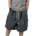 thumbnail image 2 of DAETIROS Boys and Big Boys Cargo Shorts, Summer Casual Cute Fashion Drawstring Boys Lounge Shorts Dark Gray Size 14-15 Years, 2 of 4