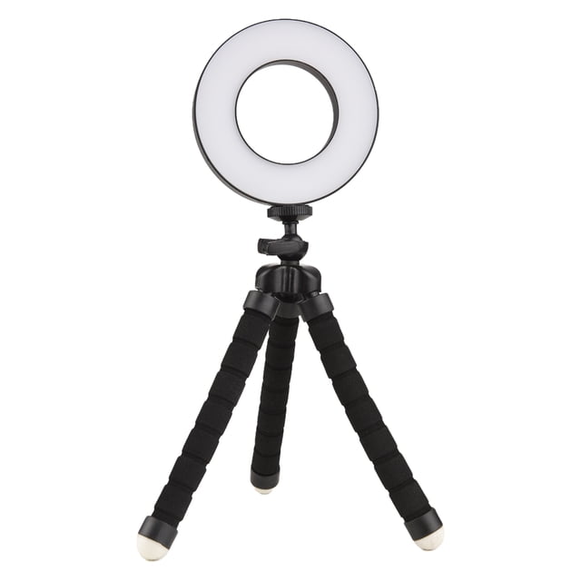 Fawoonu Adjustable Ring Light Kit with USB Power - Portable Selfie Light with Sponge Tripod Stand - 3 Colors & 10 Brightness Levels - for Photography, Streaming, Makeup - ABS+PC Material - Compact