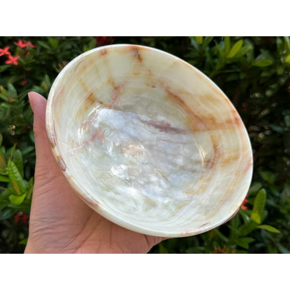 X-Large Green Onyx Crystal Bowl, 6" Green Onyx Stone Bowl, Decorative Crystal Bowl, Fruit Bowl, Natural Onyx Bowl