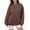 Coffee, variant on HNMKIU Women's Pocket Detail Oversized Long Length Round Neck Pullover Sweatshirt Top White，S