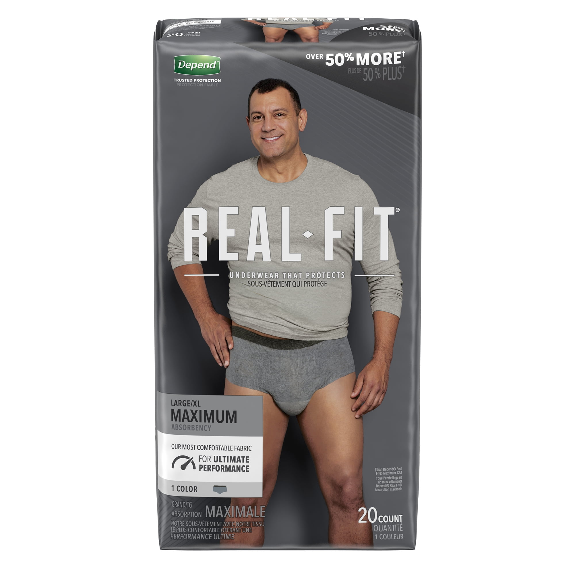 Depend Real Fit Disposable Underwear Male Pull On with Tear Away Seams Large / XLarge, 50979