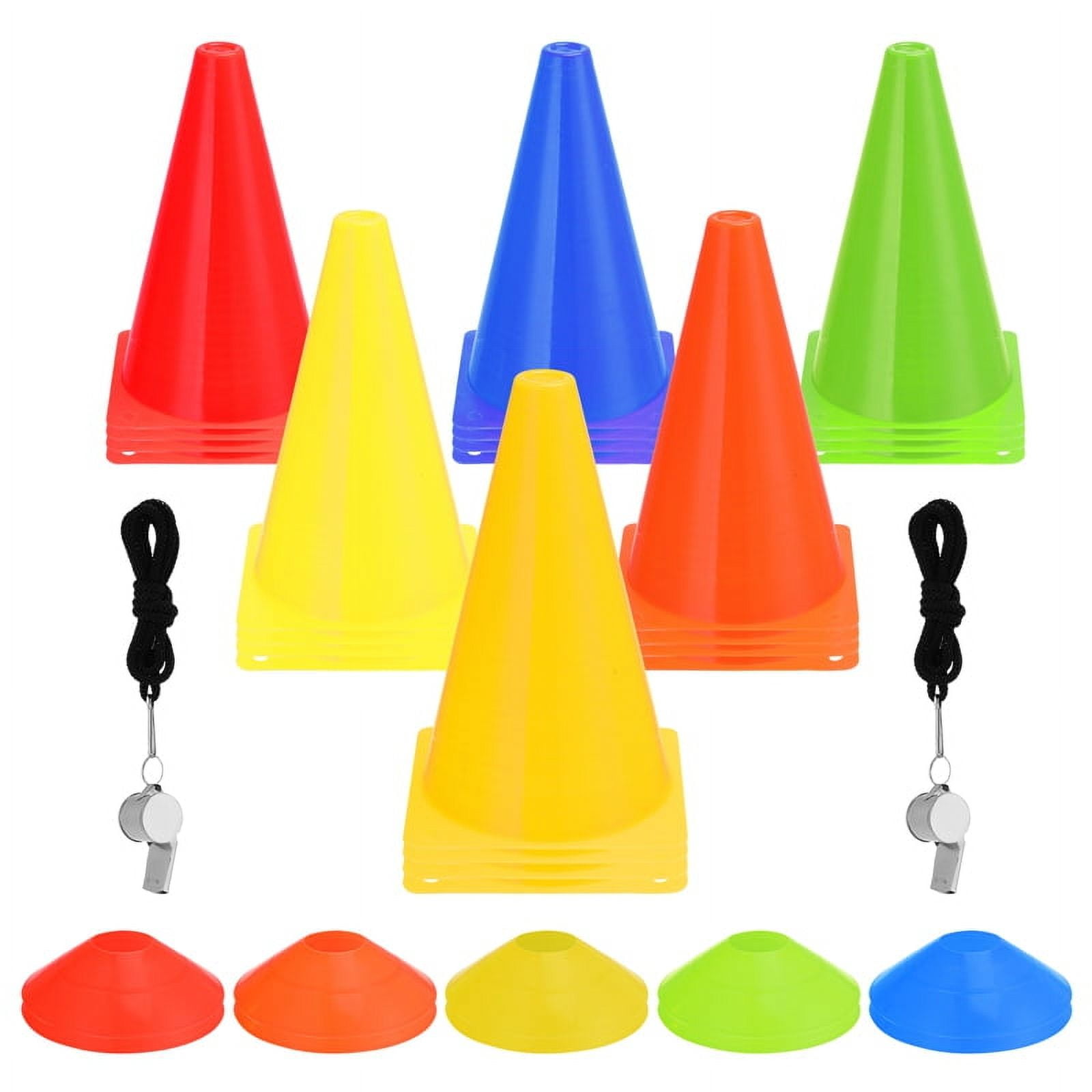 Hengguang 34 Pack Sports Soccer Cones Set, 24 Pack Cones Sports + 10 Pack Disc Cones, Football Training Cones, Soccer Cones for Training, Plastic Soccer Cones for Drills