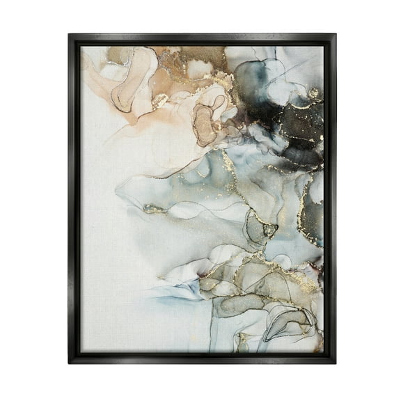 Stupell Industries Soft Ripples Abstraction Abstract Painting Black Floater Framed Art Print Wall Art, 17 x 21