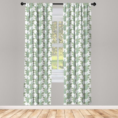 Botany Curtains 2 Panels Set, Rhythmic Leaves and Blossoms of Wild