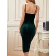 thumbnail image 5 of Women'S Velvet Dress Cowl Neck Backless Ruched Bodycon Club Midi Dresses Dark Green L, 5 of 6
