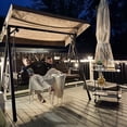 thumbnail image 5 of PURPLE LEAF 3-Seat Outdoor Patio Porch Swing for Adults, Heavy Duty Swing Chair with Adjustable Canopy, Stand and Padded Cushions, Khaki, 5 of 14