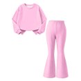 thumbnail image 3 of FSYBOA Girls Outfit Set Size 14-16, Casual 2 Piece Fashion Crew Neck Tops and Pants Pink, 3 of 6