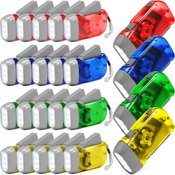 Linterna de manivela Mudder, 24 unidades, LED, multicolor