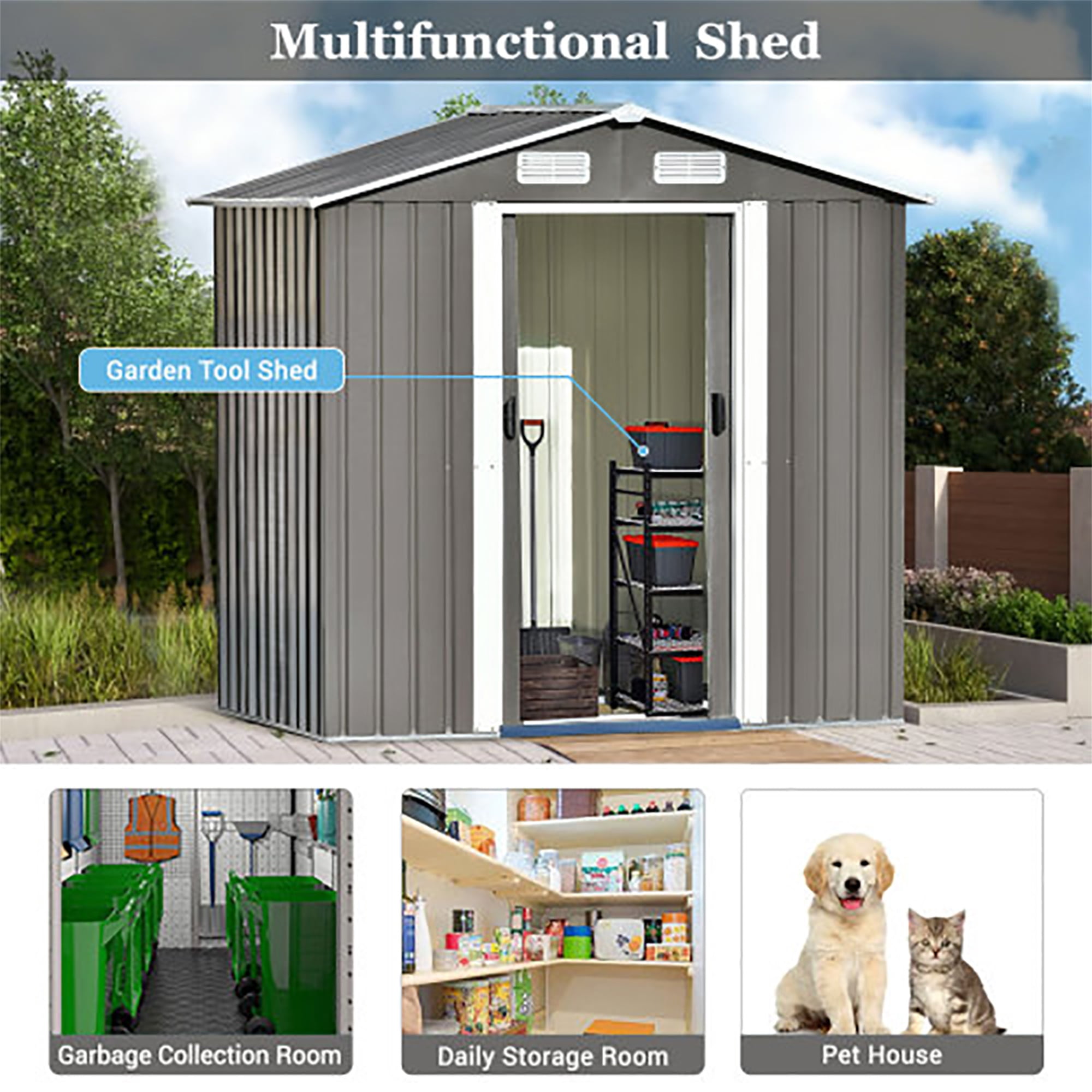 Kadyn Outdoor Storage Shed, Bike Shed Garden Shed, Metal Storage Shed, Tool Cabinet with Vents and Base, Great for Storing Patio Furniture, Garden Tools, Gray Kadyn Outdoor Storage Shed, Bike Shed Garden Shed, Metal Storage Shed, Tool Cabinet with Vents and Base, Great for Storing Patio Furniture, Garden Tools, Gray