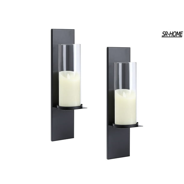 Metal and Glass Candle Sconces Wall Candle Holder for Living Room
