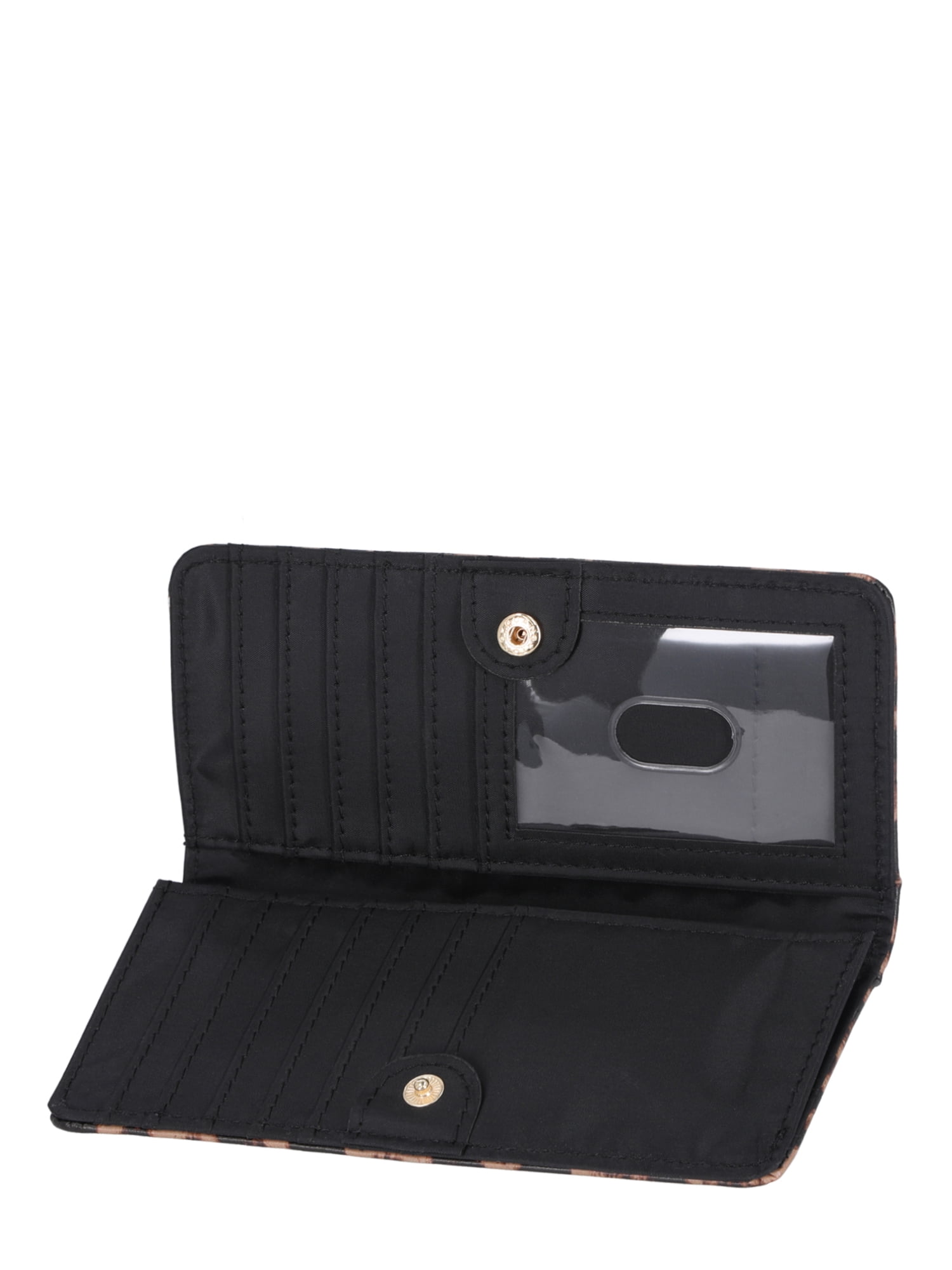 Time and Tru Women's Alexandra Slim Tab Wallet, Leopard Print