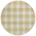 thumbnail image 2 of 8' Gold And Beige Round Plaid Washable Indoor Outdoor Area Rug, 2 of 5