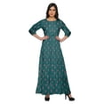 thumbnail image 1 of Moomaya Robe Maxi Évasée à Col Rond et Manches 3/4 Imprimée, Tenue Décontractée d'Été, 1 of 3