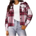 thumbnail image 2 of Black**Friday on Sale ChaoHeng Light Jackets for Women Women's Plaid Cropped Jacket with Two Pockets,Fashion Oversized Lapel Collar Casual Coat, 2 of 5