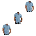 thumbnail image 1 of stanreset 1/2/3 Fête Randonnée Chemise Homme Simple Boutonnage Été Boutonnée Manches Courtes Polyester Mode Cadeau d'Anniversaire Bleu TG 3 Pcs, 1 of 6