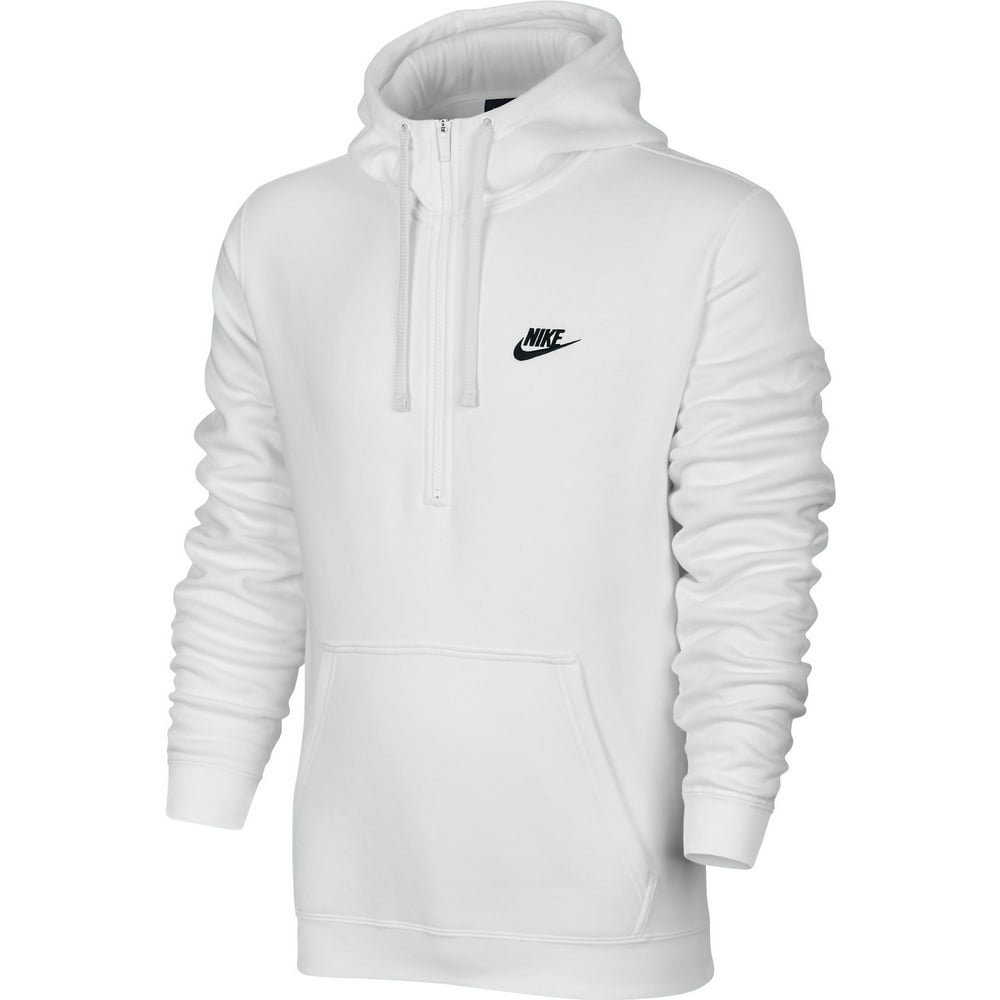 Nike - Nike Club Half Zip Longsleeve Men's Hoodie White/Black 812519 ...