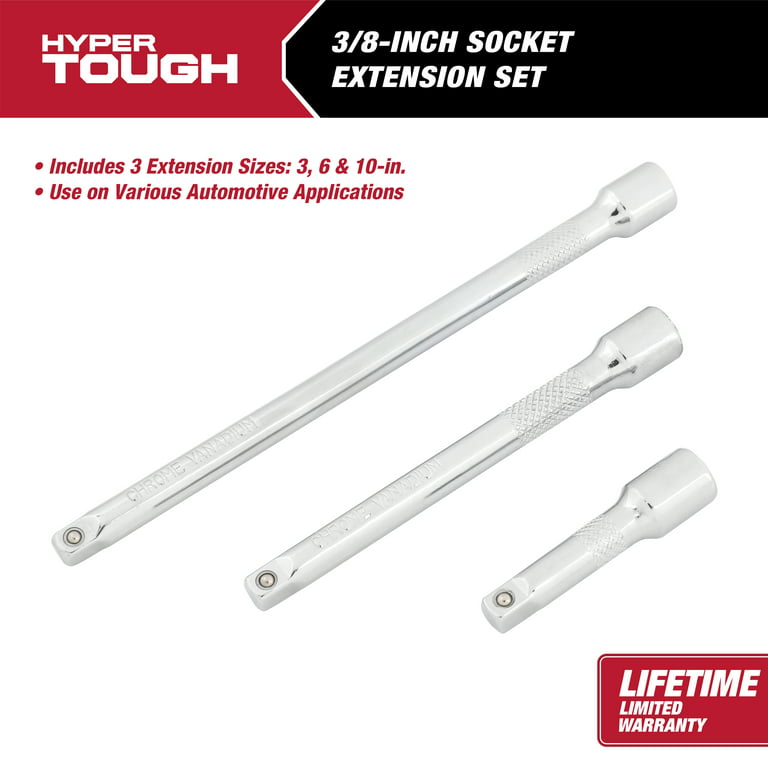 Hyper Tough 3 Piece 1/2 inch Drive Extension Bar Set for Sockets