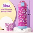 thumbnail image 3 of Kids Insulated Stainless Steel Water Bottle for Travel School Boys Girls, Kids Cup 18oz Leak Proof Vacuum Tumbler with Pop-Open Straw & Spout 2-in-1 Lid, Mermaid, 3 of 7