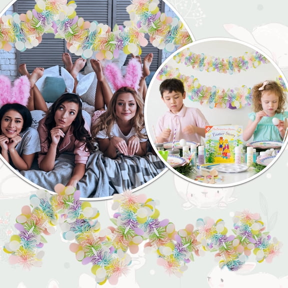 XJGHHSY Easter Garland Decor,6.6 Ft Glitter Tinsel Spring Garland Decorations for Tree Mantle Bedroom office Classroom Party Indoor Outdoor Holiday Home,Multicolor