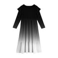 thumbnail image 4 of Abcomgle Girls Long Sleeve Dresses 7-8 Casual A-Line Ruffle Long Sleeve Maxi Dress Gradient Crew Neck Sundresses Tiered Dresses with Pockets,Black, 4 of 5