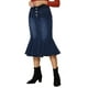 thumbnail image 4 of Falda de cola de pez INSPIRE CHIC para mujer, falda maxi de mezclilla desgastada, color azul oscuro, 4 of 6