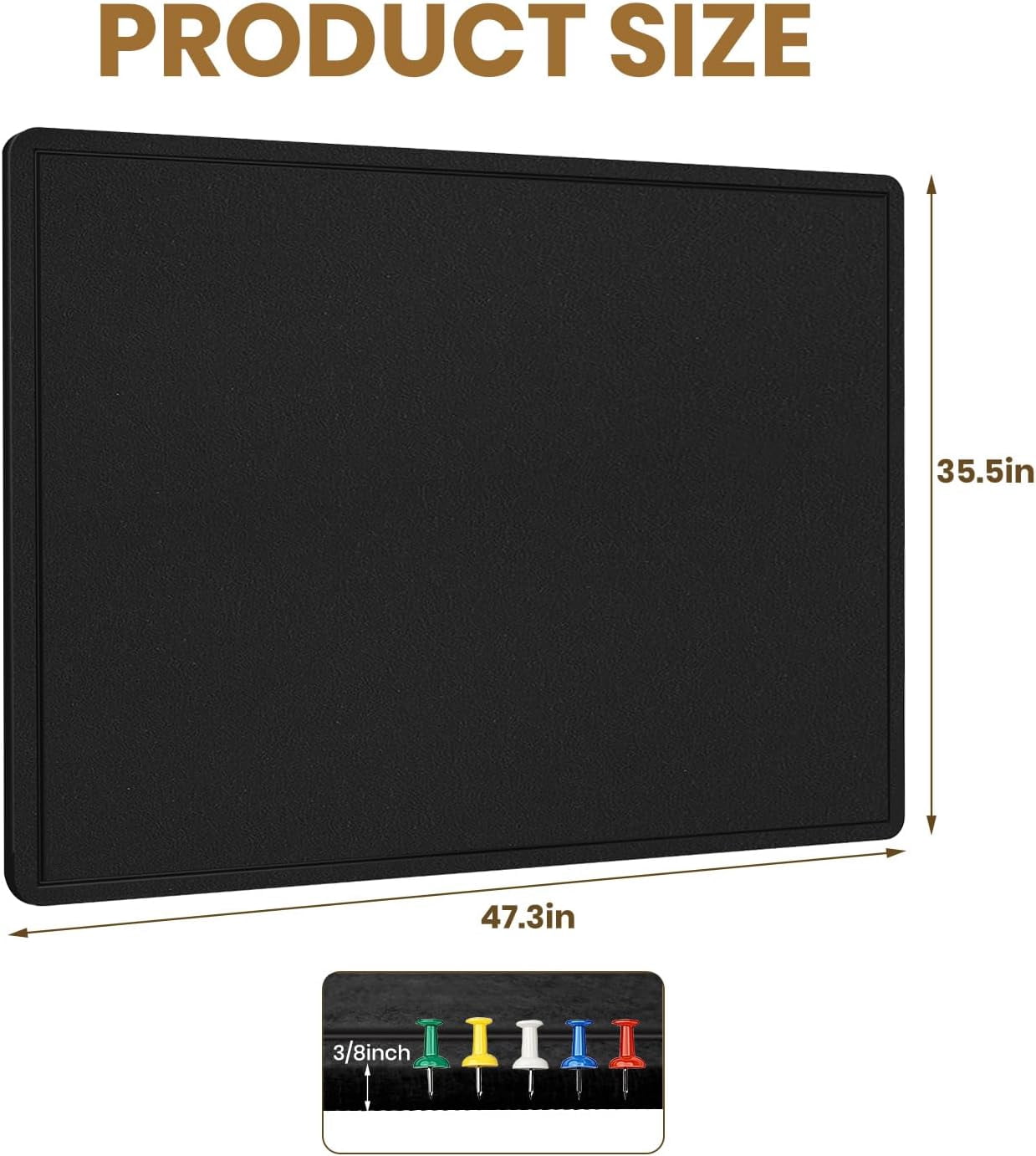 Large Bulletin Board - 48 X 36 inches Decorative Felt Pin Board - 4' x 3' Cork Board Alternative for Wall - Foldable Photo Board Self-Adhesive Vision Board Prayer Board with 30 Pushpins - Pink