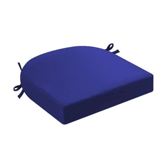 Indoor Outdoor Chair Cushion - 16.9 x 15.7 Inch Thick Seat Pad with Adjustable Ties for Dining Chairs, Patio Furniture, and Garden Chairs - Foam Comfort Seat Cushion for Home and Garden (Navy)