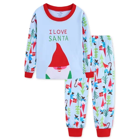 

Girls Christmas Print Long Sleeve Pajama Set For Winter