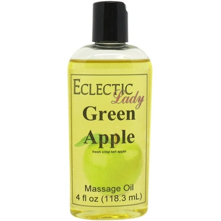 Green Apple Massage Oil by Eclectic Lady, 4 oz, Sweet Almond Oil and Jojoba Oil