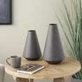 thumbnail image 2 of DecMode 14", 11"H Textured Cone Black Metal Vase, Set of 2, 2 of 9
