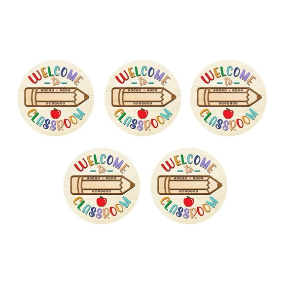 YWMJZEU 5Pcs Front Door Sign Welcome Sign for Classroom Round Colorful Pencil Apple Gift