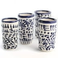 thumbnail image 3 of MEXTEQUIL Talavera Blue Ceramic Mexican Tequila Shot Glasses, 2 oz, Set of 4, 3 of 9