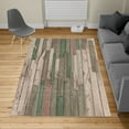 thumbnail image 2 of Rustic Turkish Area Rug, Grunge Wood Planks Barn House Door Nails Country Farm House Life Theme Layout, Soft Carpet for Living Room Decor with Distressed Look, 4' X 5.7', Jade Green, by Ambesonne, 2 of 4