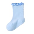 thumbnail image 2 of ITSAME Baby Girls Crew Socks Ruffle Cuff Breathable Cotton Thin Solid Color Mid-Calf Casual Socks for Infants Blue Size 12M, 2 of 10