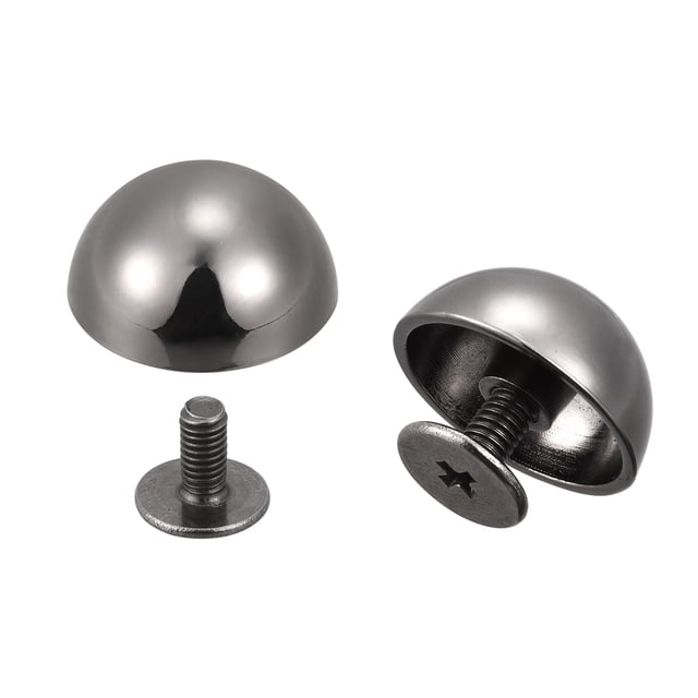 Unique Bargains Rivets à Vis 15x7.5mm Tête Ronde Creuse en Cuir Noir Lot de 8