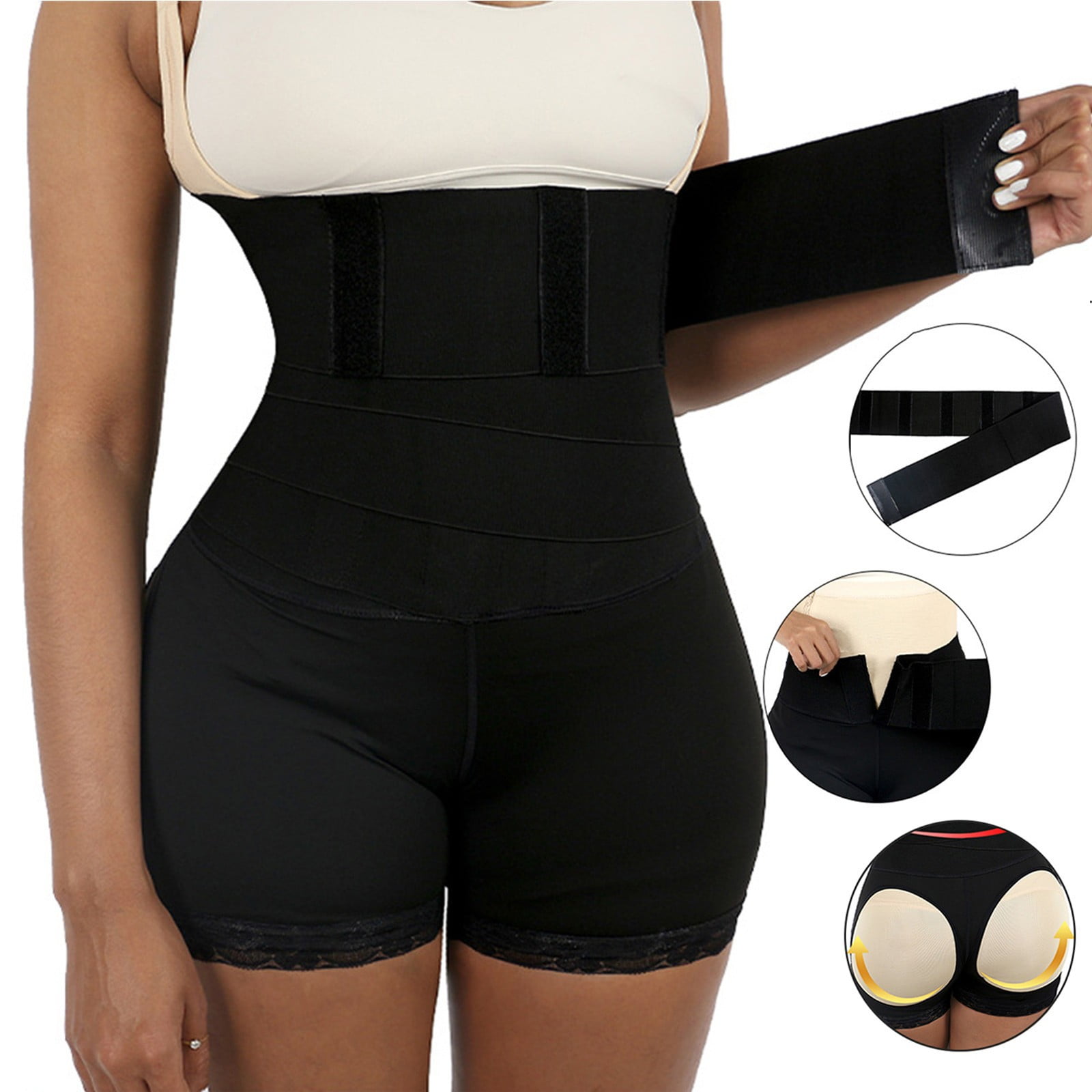 RKSTN Waist Trainer for Women Lower Belly Fat Waist Wrap for stomach Waist Trimmer Plus Size Waist Bandage Black