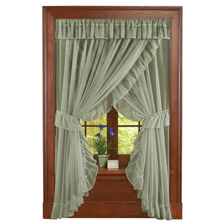 Isabella Ruffled Sheer Fabric Rod Pocket Window Curtain (Best Fabric To Make Curtains)